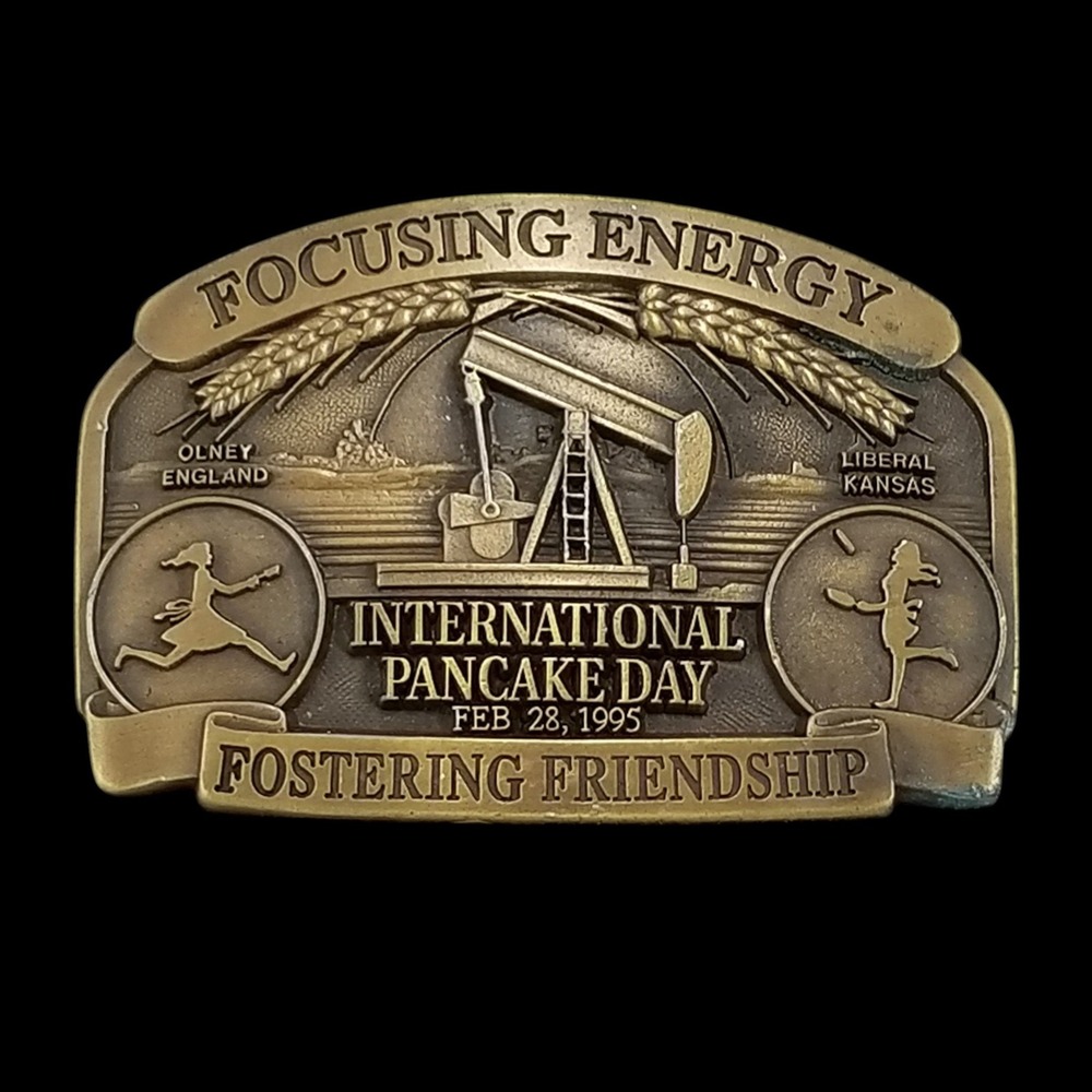 Belt Buckle Vintage 1995 International Pancake Day Western Associates Solid Bras